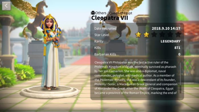 rise of kingdoms cleopatra