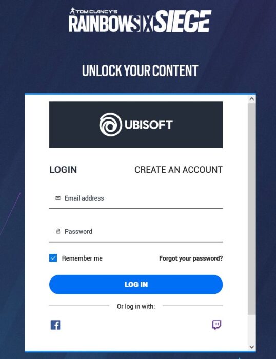 Rainbow six siege codes website login