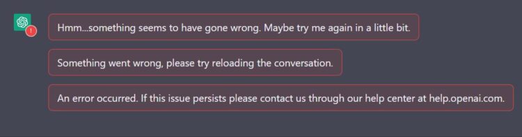 chatgpt errors