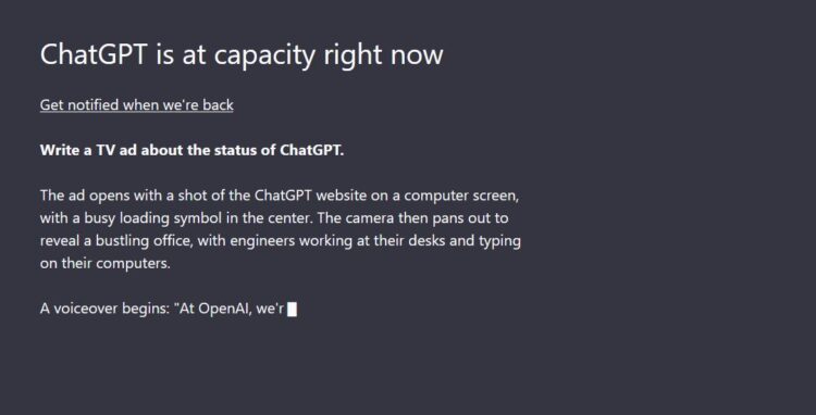 chatgpt is at capacity right now