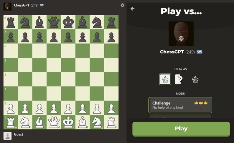 play chess against chat gpt on chess dot com