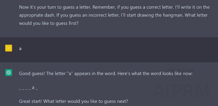 playing hangman with chat gpt