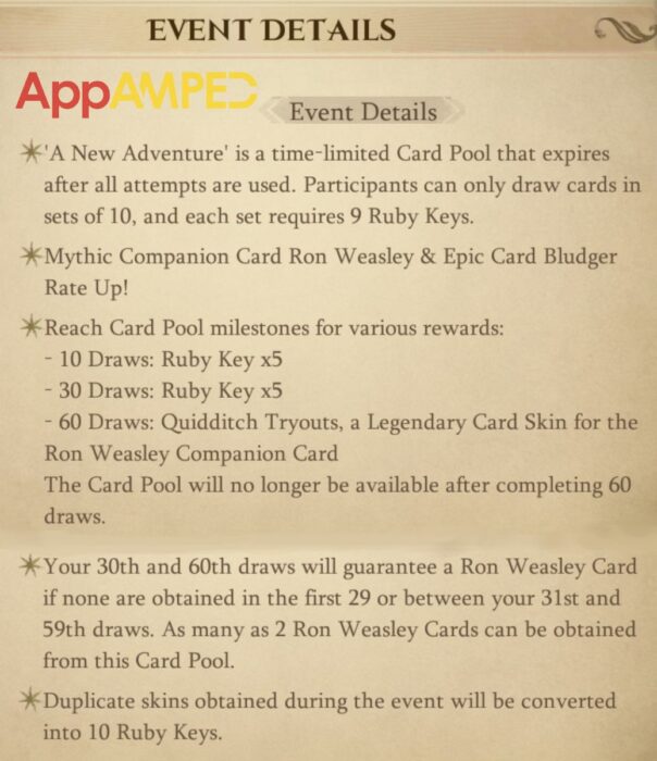 Harry Potter - Magic Awakened Event Details - Ruby Keys