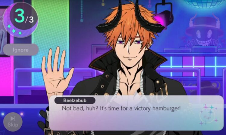 obey me nightbringer Beelzebub interaction victory hamburger