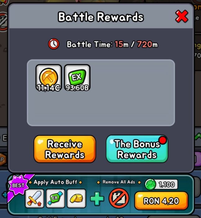 Stone Adventure battle rewards