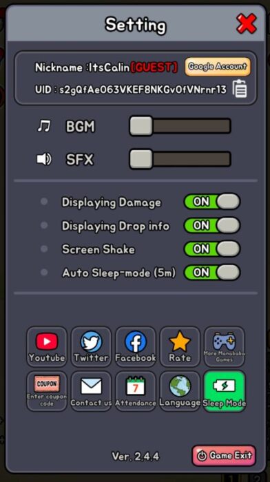 Stone Adventure device settings