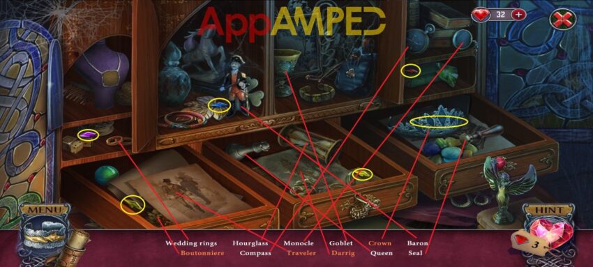 True Treasure - Immortal Love - Patrick Route - Castle Desk hidden objects