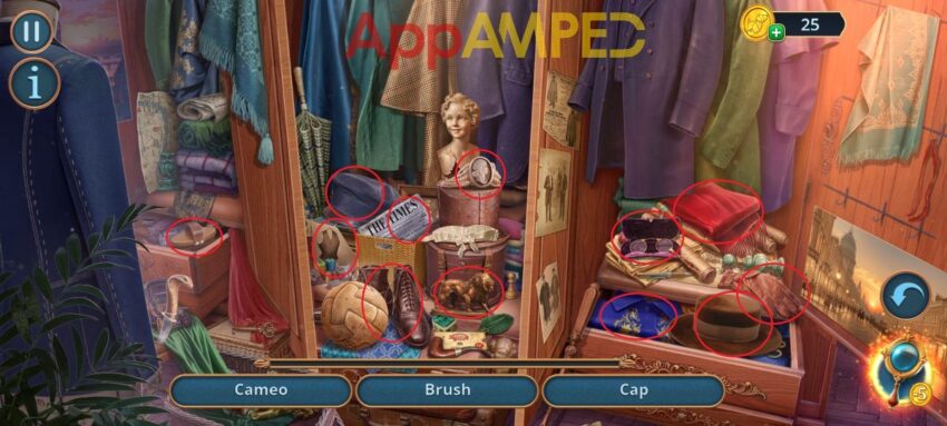 Detective Club 2 Gallery of Shadows - Living Room - Closet hidden objects