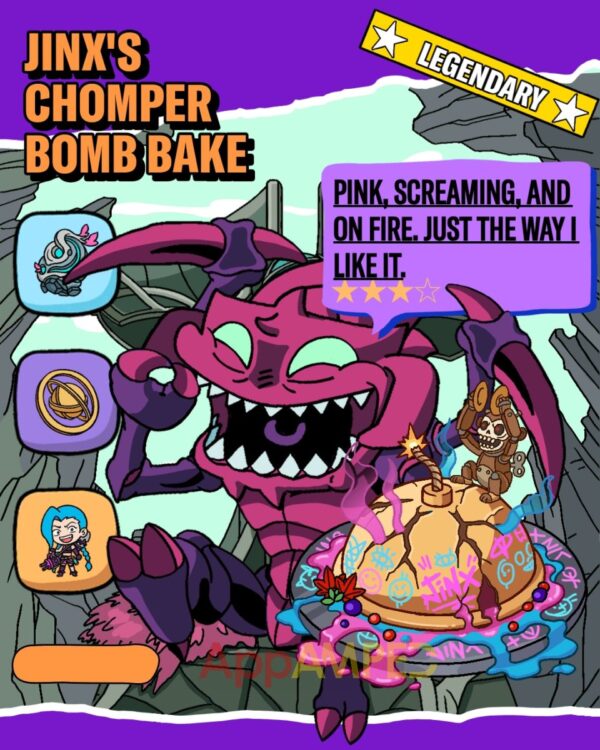 Wild Rift - Feed Cho'Chat - Jinx's Chomper Bomb Bake - Legendary Dish